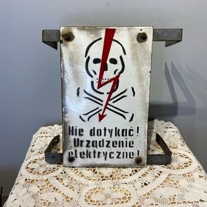 Antique Polish Enamel Warning Sign